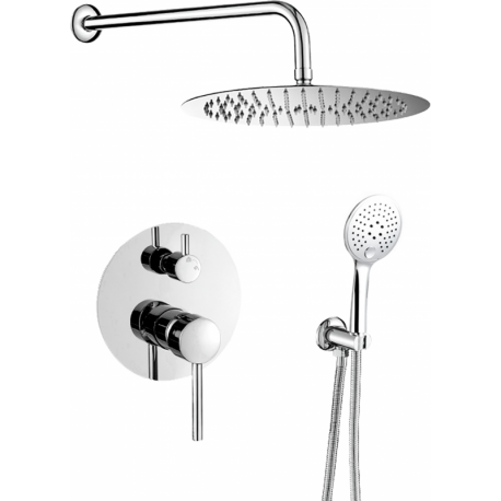 Douche encastrable au mur ronde monocommande avec douchette large