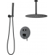 Douche encastrable au plafond monocommande ronde à bouton-poussoir noir mat