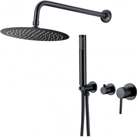 Douche encastrable monocommande ronde noir mat